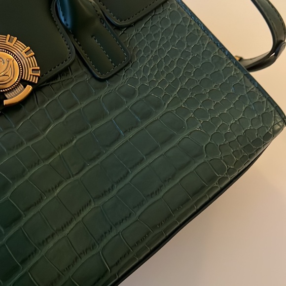 Rich Green Croco Print Bag 12”x9”x4”